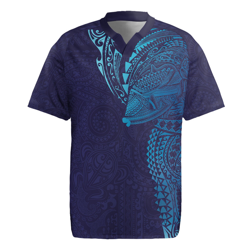 Hawaiian Humuhumu Tribal Tattoo Rugby Jersey Polynesian Kakau Turquoise Color LT03 Turquoise - Polynesian Pride