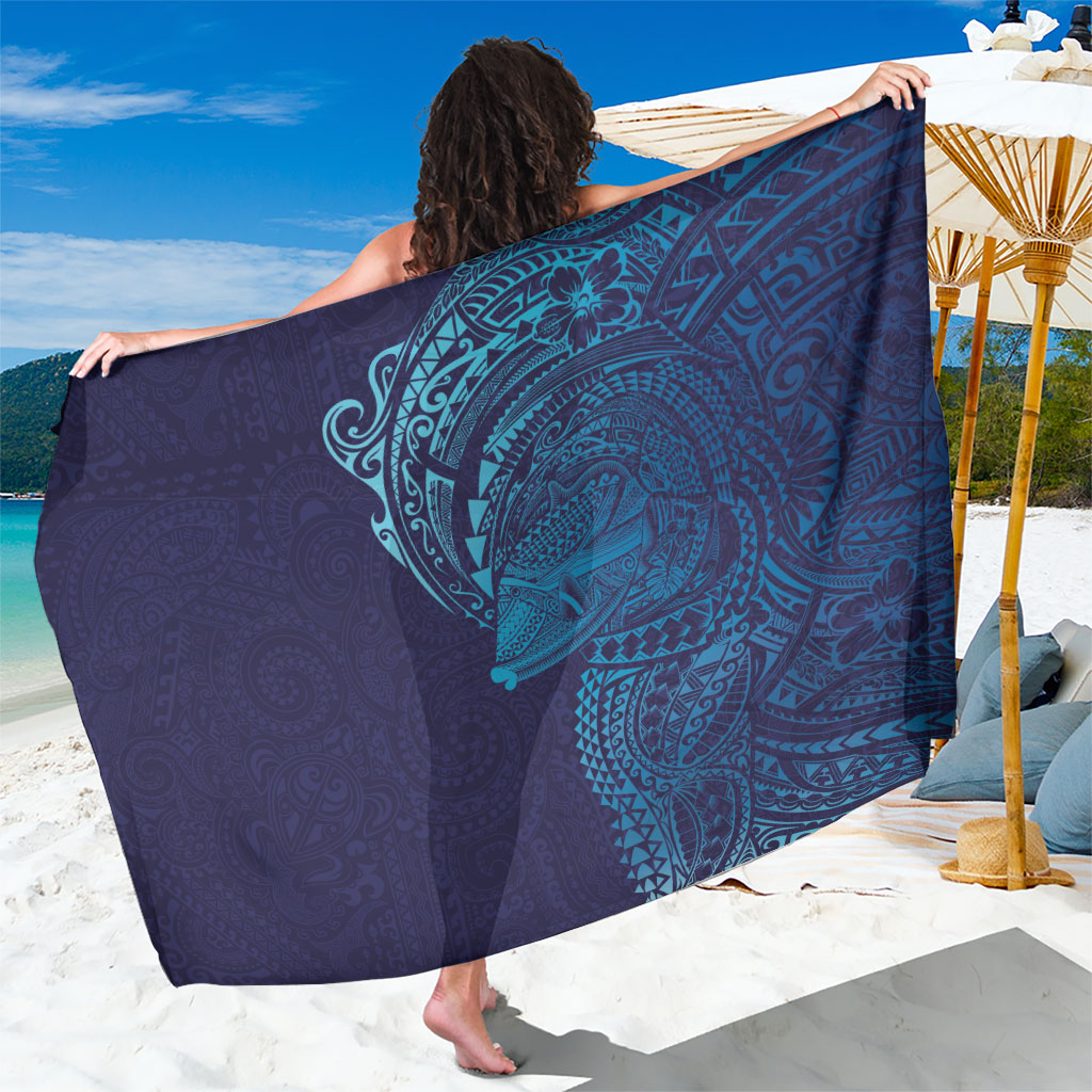 Hawaiian Humuhumu Tribal Tattoo Sarong Polynesian Kakau Turquoise Color LT03 One Size 44 x 66 inches Turquoise - Polynesian Pride