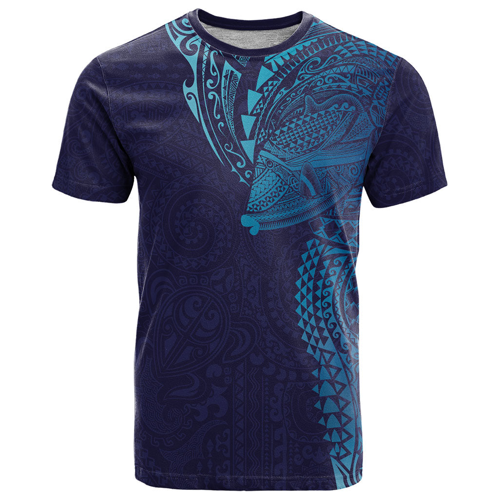 Hawaiian Humuhumu Tribal Tattoo T Shirt Polynesian Kakau Turquoise Color