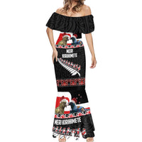 New Zealand Meri Kirihimete Mermaid Dress Christmas Tui Bird and Kea Bird - Haka Santa with Maori Koru Art Pattern LT03 - Polynesian Pride