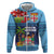 Fiji Marau na Kerisimasi Hoodie Christmas Collared Lory - Fiji Emblems and Xmas Palm Tree Tapa Art Pattern