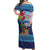 Fiji Marau na Kerisimasi Off Shoulder Maxi Dress Christmas Collared Lory - Fiji Emblems and Xmas Palm Tree Tapa Art Pattern