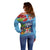 Fiji Marau na Kerisimasi Off Shoulder Sweater Christmas Collared Lory - Fiji Emblems and Xmas Palm Tree Tapa Art Pattern