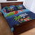 Fiji Marau na Kerisimasi Quilt Bed Set Christmas Collared Lory - Fiji Emblems and Xmas Palm Tree Tapa Art Pattern