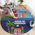 Fiji Marau na Kerisimasi Round Carpet Christmas Collared Lory - Fiji Emblems and Xmas Palm Tree Tapa Art Pattern