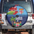 Fiji Marau na Kerisimasi Spare Tire Cover Christmas Collared Lory - Fiji Emblems and Xmas Palm Tree Tapa Art Pattern