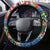 Fiji Marau na Kerisimasi Steering Wheel Cover Christmas Collared Lory - Fiji Emblems and Xmas Palm Tree Tapa Art Pattern