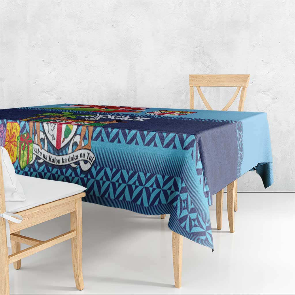 Fiji Marau na Kerisimasi Tablecloth Christmas Collared Lory - Fiji Emblems and Xmas Palm Tree Tapa Art Pattern