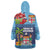 Fiji Marau na Kerisimasi Wearable Blanket Hoodie Christmas Collared Lory - Fiji Emblems and Xmas Palm Tree Tapa Art Pattern