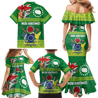 Cook Islands Meri Kiritimiti Family Matching Mermaid Dress and Hawaiian Shirt Christmas Turtle - Cooks Islands Emblems and Polynesian Art Pattern LT03 - Polynesian Pride