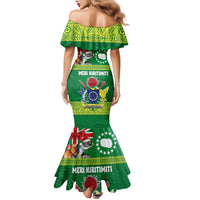 Cook Islands Meri Kiritimiti Family Matching Mermaid Dress and Hawaiian Shirt Christmas Turtle - Cooks Islands Emblems and Polynesian Art Pattern LT03 - Polynesian Pride