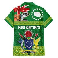 Cook Islands Meri Kiritimiti Family Matching Off The Shoulder Long Sleeve Dress and Hawaiian Shirt Christmas Turtle - Cooks Islands Emblems and Polynesian Art Pattern LT03 - Polynesian Pride