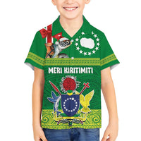 Cook Islands Meri Kiritimiti Family Matching Summer Maxi Dress and Hawaiian Shirt Christmas Turtle - Cooks Islands Emblems and Polynesian Art Pattern LT03 Son's Shirt Green - Polynesian Pride