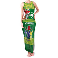Cook Islands Meri Kiritimiti Family Matching Tank Maxi Dress and Hawaiian Shirt Christmas Turtle - Cooks Islands Emblems and Polynesian Art Pattern LT03 Mom's Dress Green - Polynesian Pride