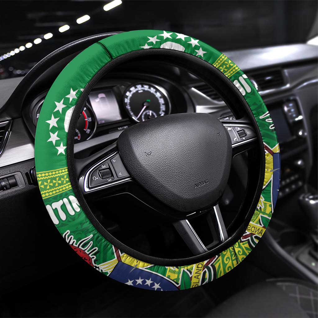 Cook Islands Meri Kiritimiti Steering Wheel Cover Christmas Turtle - Cooks Islands Emblems and Polynesian Art Pattern