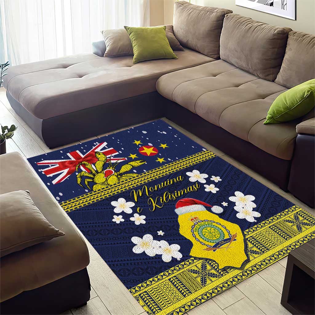 Niue Monuina e Kilisimasi Area Rug Christmas Uga - Niue Map and Emblem with Hiapo Art Pattern
