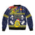 Niue Monuina e Kilisimasi Bomber Jacket Christmas Uga - Niue Map and Emblem with Hiapo Art Pattern