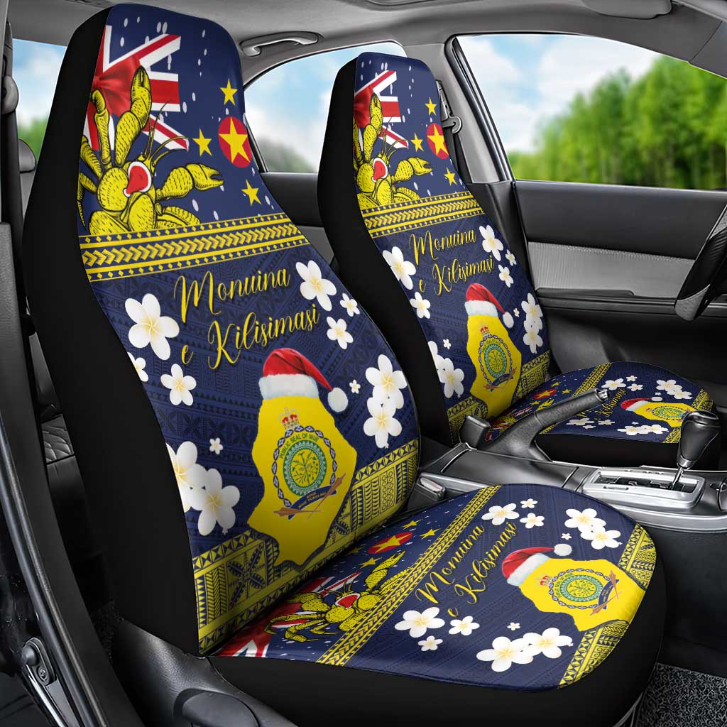 Niue Monuina e Kilisimasi Car Seat Cover Christmas Uga - Niue Map and Emblem with Hiapo Art Pattern