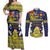 Niue Monuina e Kilisimasi Couples Matching Off Shoulder Maxi Dress and Long Sleeve Button Shirt Christmas Uga - Niue Map and Emblem with Hiapo Art Pattern