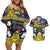 Niue Monuina e Kilisimasi Couples Matching Off Shoulder Short Dress and Hawaiian Shirt Christmas Uga - Niue Map and Emblem with Hiapo Art Pattern