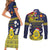 Niue Monuina e Kilisimasi Couples Matching Short Sleeve Bodycon Dress and Long Sleeve Button Shirt Christmas Uga - Niue Map and Emblem with Hiapo Art Pattern