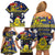 Niue Monuina e Kilisimasi Family Matching Off Shoulder Short Dress and Hawaiian Shirt Christmas Uga - Niue Map and Emblem with Hiapo Art Pattern