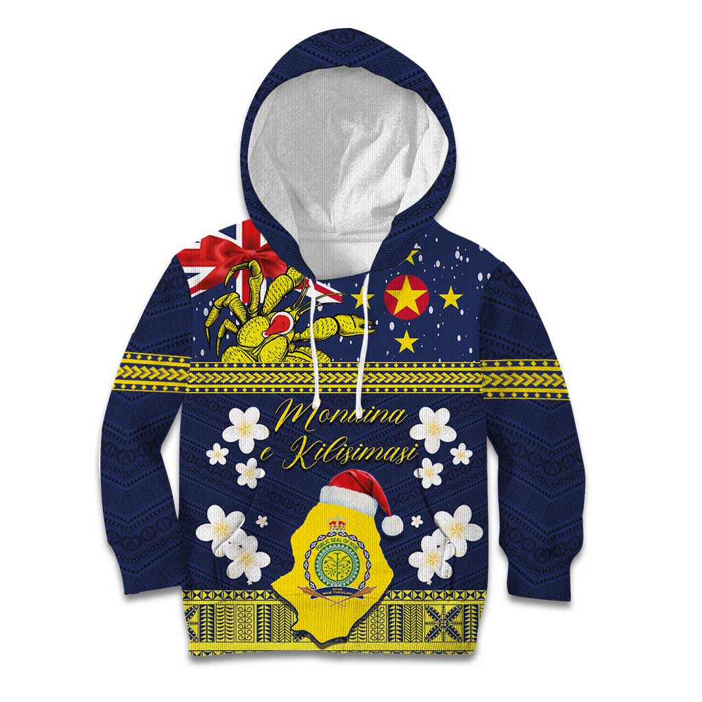 Niue Monuina e Kilisimasi Kid Hoodie Christmas Uga - Niue Map and Emblem with Hiapo Art Pattern