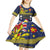 Niue Monuina e Kilisimasi Kid Short Sleeve Dress Christmas Uga - Niue Map and Emblem with Hiapo Art Pattern