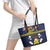 Niue Monuina e Kilisimasi Leather Tote Bag Christmas Uga - Niue Map and Emblem with Hiapo Art Pattern