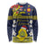 Niue Monuina e Kilisimasi Long Sleeve Shirt Christmas Uga - Niue Map and Emblem with Hiapo Art Pattern