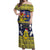 Niue Monuina e Kilisimasi Off Shoulder Maxi Dress Christmas Uga - Niue Map and Emblem with Hiapo Art Pattern