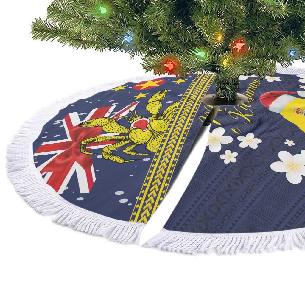 Niue Monuina e Kilisimasi Tree Skirt Christmas Uga - Niue Map and Emblem with Hiapo Art Pattern