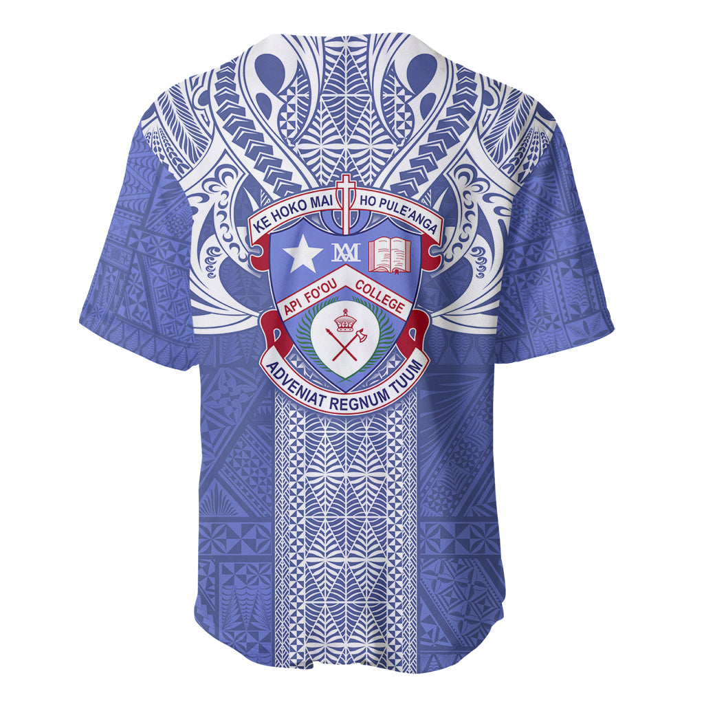 Tonga Apifoou School Baseball Jersey Ngatu and Polynesian Pattern LT03 - Polynesian Pride