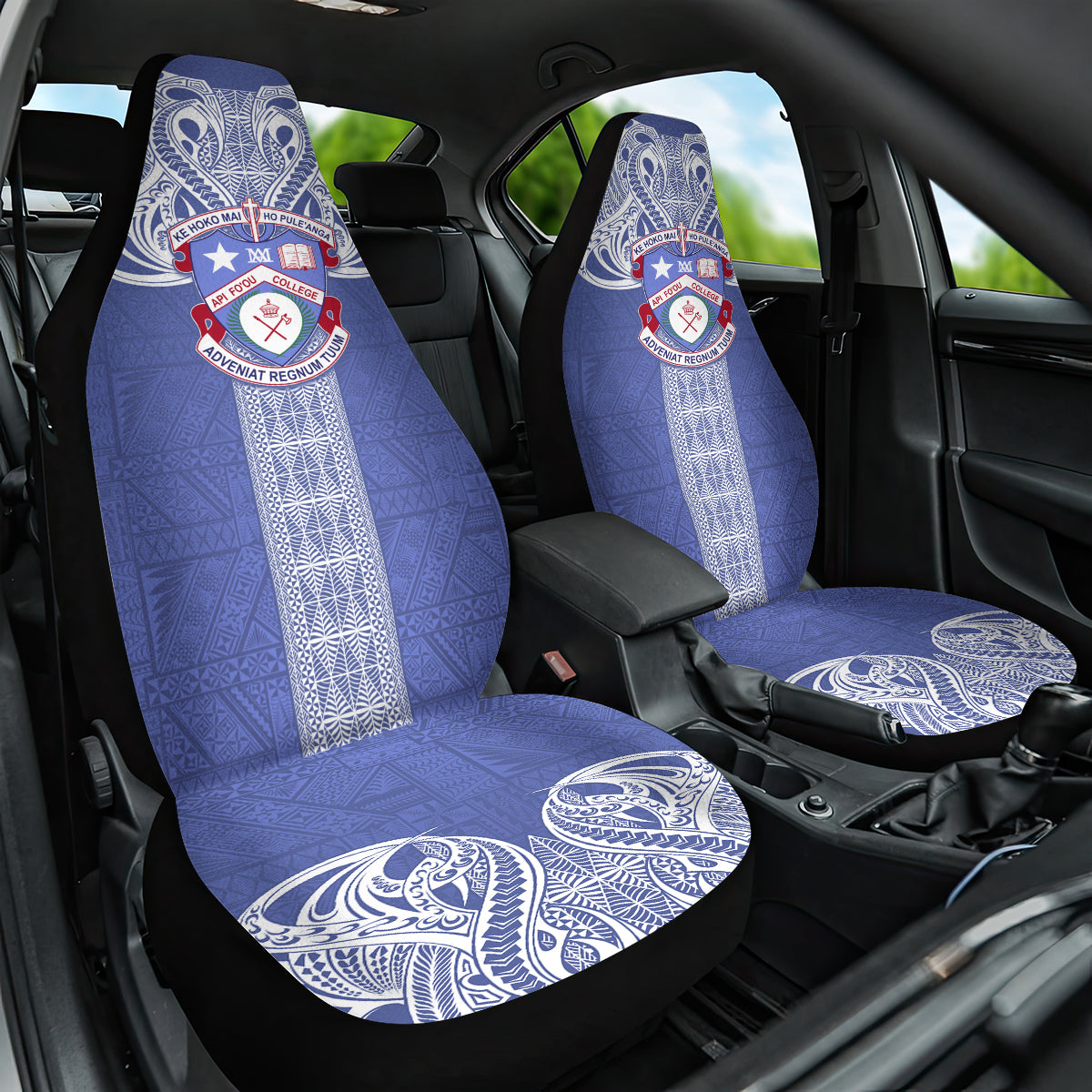 Tonga Apifoou School Car Seat Cover Ngatu and Polynesian Pattern LT03 One Size Blue - Polynesian Pride