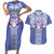 Tonga Apifoou School Couples Matching Short Sleeve Bodycon Dress and Hawaiian Shirt Ngatu and Polynesian Pattern LT03 Blue - Polynesian Pride