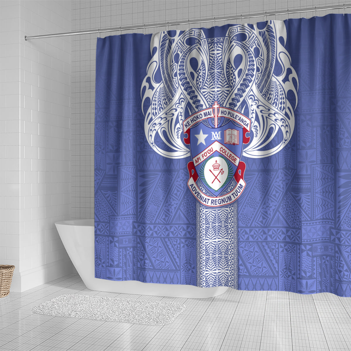 Tonga Apifoou School Shower Curtain Ngatu and Polynesian Pattern LT03 - Polynesian Pride