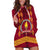 Tonga Beulah College Hoodie Dress Ngatu and Polynesian Pattern LT03 Red - Polynesian Pride