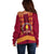 Tonga Beulah College Off Shoulder Sweater Ngatu and Polynesian Pattern LT03 - Polynesian Pride