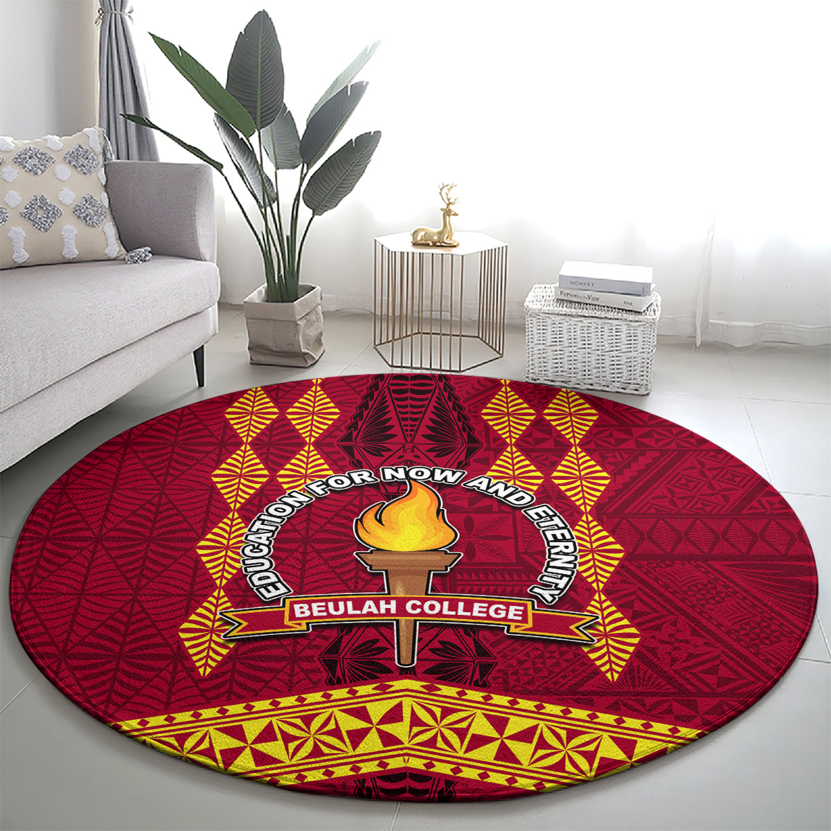 Tonga Beulah College Round Carpet Ngatu and Polynesian Pattern LT03 - Polynesian Pride