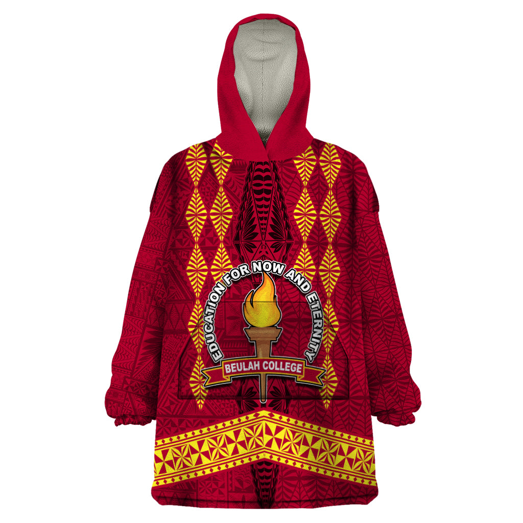 Tonga Beulah College Wearable Blanket Hoodie Ngatu and Polynesian Pattern LT03 One Size Red - Polynesian Pride