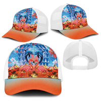 Hawaiian Love-Couple Dolphins and Flamingos Baseball Net Cap - Polynesian Pride