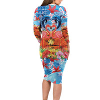 Hawaiian Love-Couple Dolphins and Flamingos Family Matching Long Sleeve Bodycon Dress and Hawaiian Shirt LT03 - Polynesian Pride