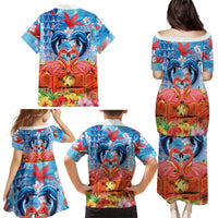 Hawaiian Love-Couple Dolphins and Flamingos Family Matching Puletasi and Hawaiian Shirt LT03 - Polynesian Pride