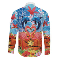 Hawaiian Love-Couple Dolphins and Flamingos Family Matching Tank Maxi Dress and Hawaiian Shirt LT03 - Polynesian Pride
