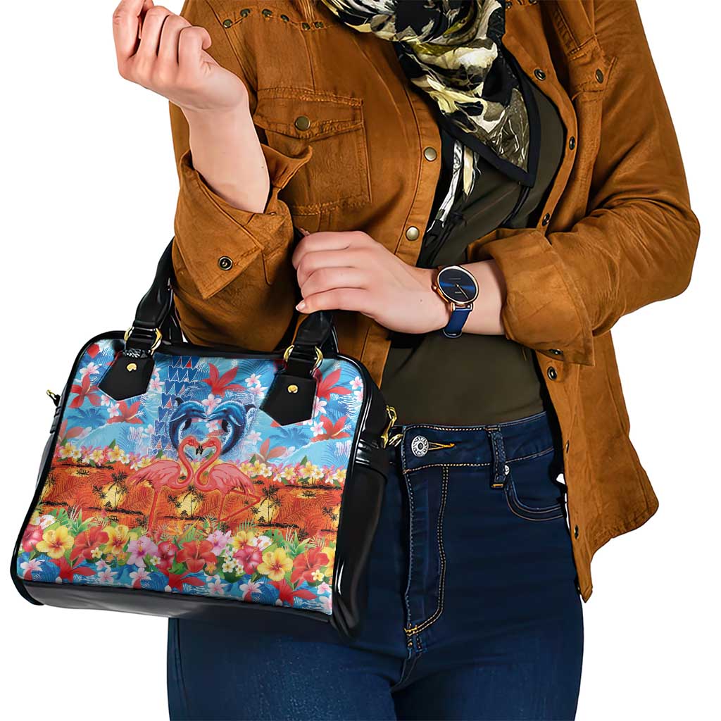 Hawaiian Love-Couple Dolphins and Flamingos Shoulder Handbag - Polynesian Pride