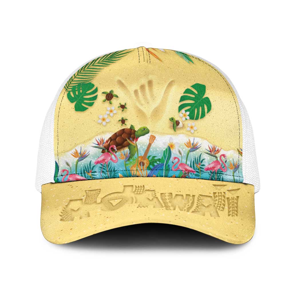 Hawaiian Alohawaii Baseball Net Cap Tropical Plants and Animals on The Beach - Polynesian Pride
