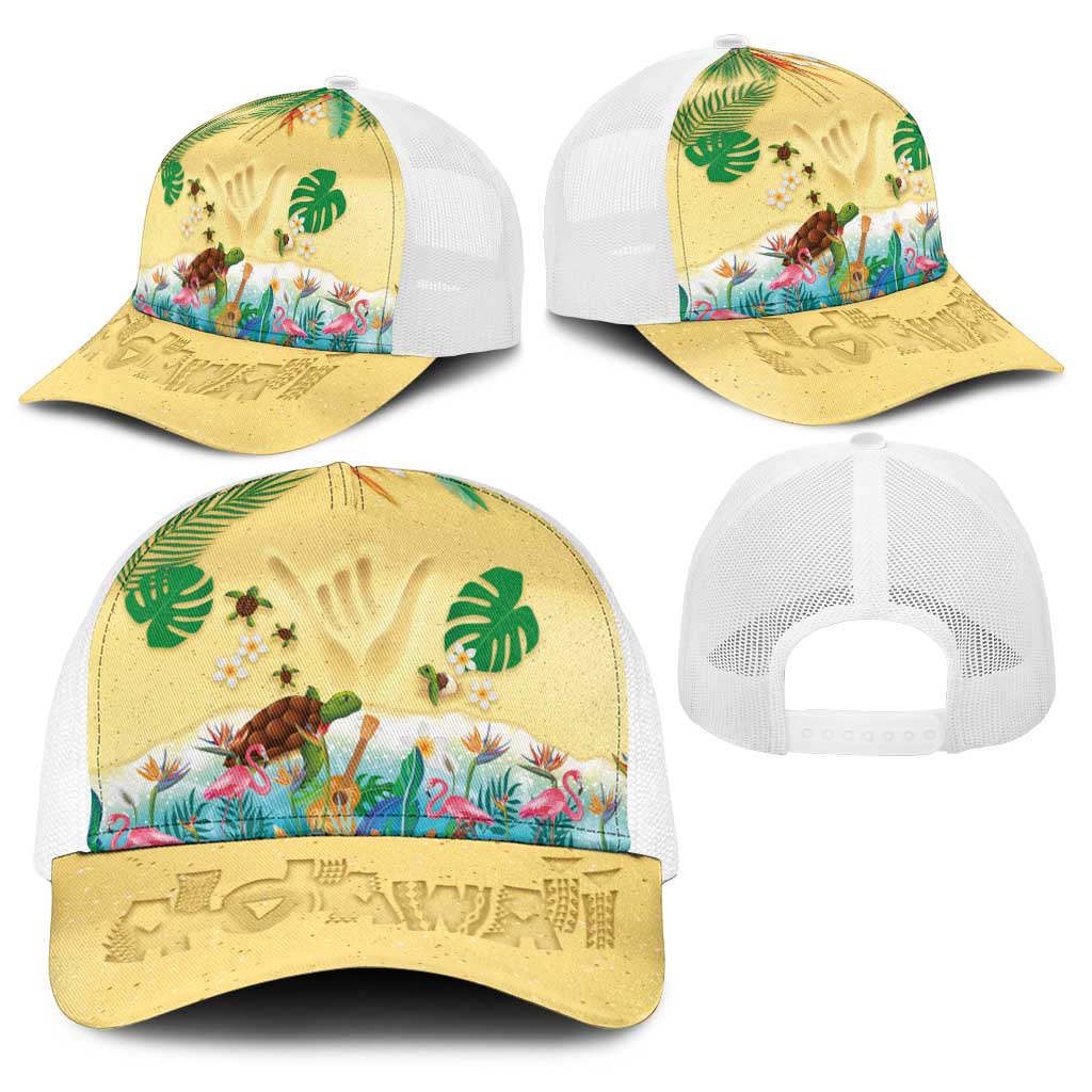 Hawaiian Alohawaii Baseball Net Cap Tropical Plants and Animals on The Beach - Polynesian Pride