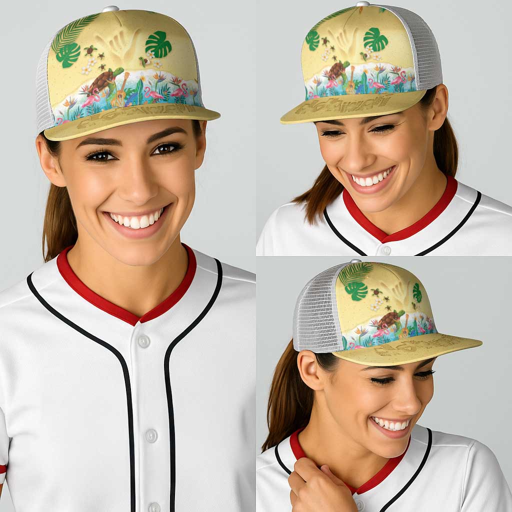 Hawaiian Alohawaii Baseball Net Cap Tropical Plants and Animals on The Beach - Polynesian Pride