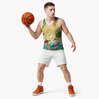 Hawaiian Alohawaii Basketball Jersey Tropical Plants and Animals on The Beach - Polynesian Pride
