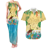Hawaiian Alohawaii Couples Matching Tank Maxi Dress and Hawaiian Shirt Tropical Plants and Animals on The Beach LT03 Multicolor - Polynesian Pride